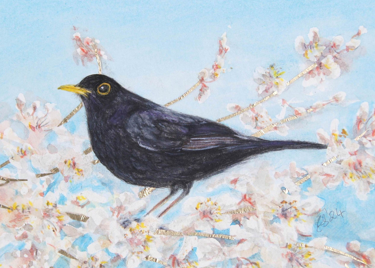 Blackbird & Blossom - original artwork