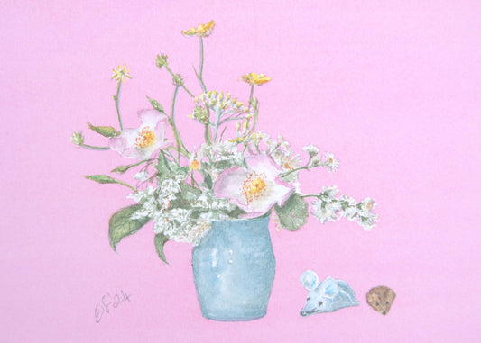 Dog Rose & Mice Giclée Print - Unframed