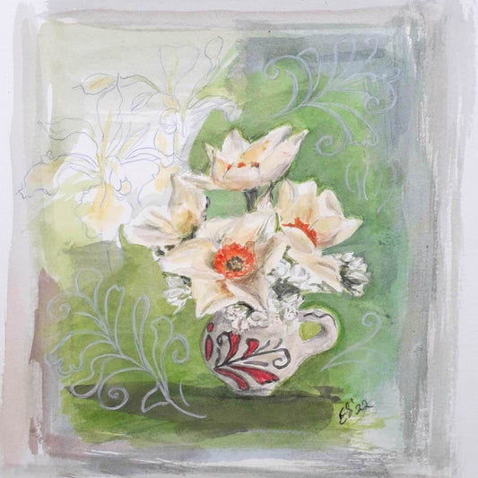 Narcissi & Romanian Cup Giclée Print - Unframed