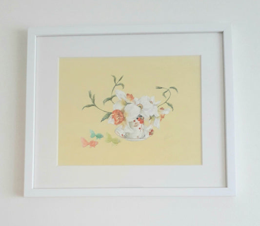 Narcissi & Fish Painting - framed