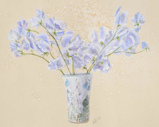 Sweet Peas and Vase - Limited Edition Print - unframed