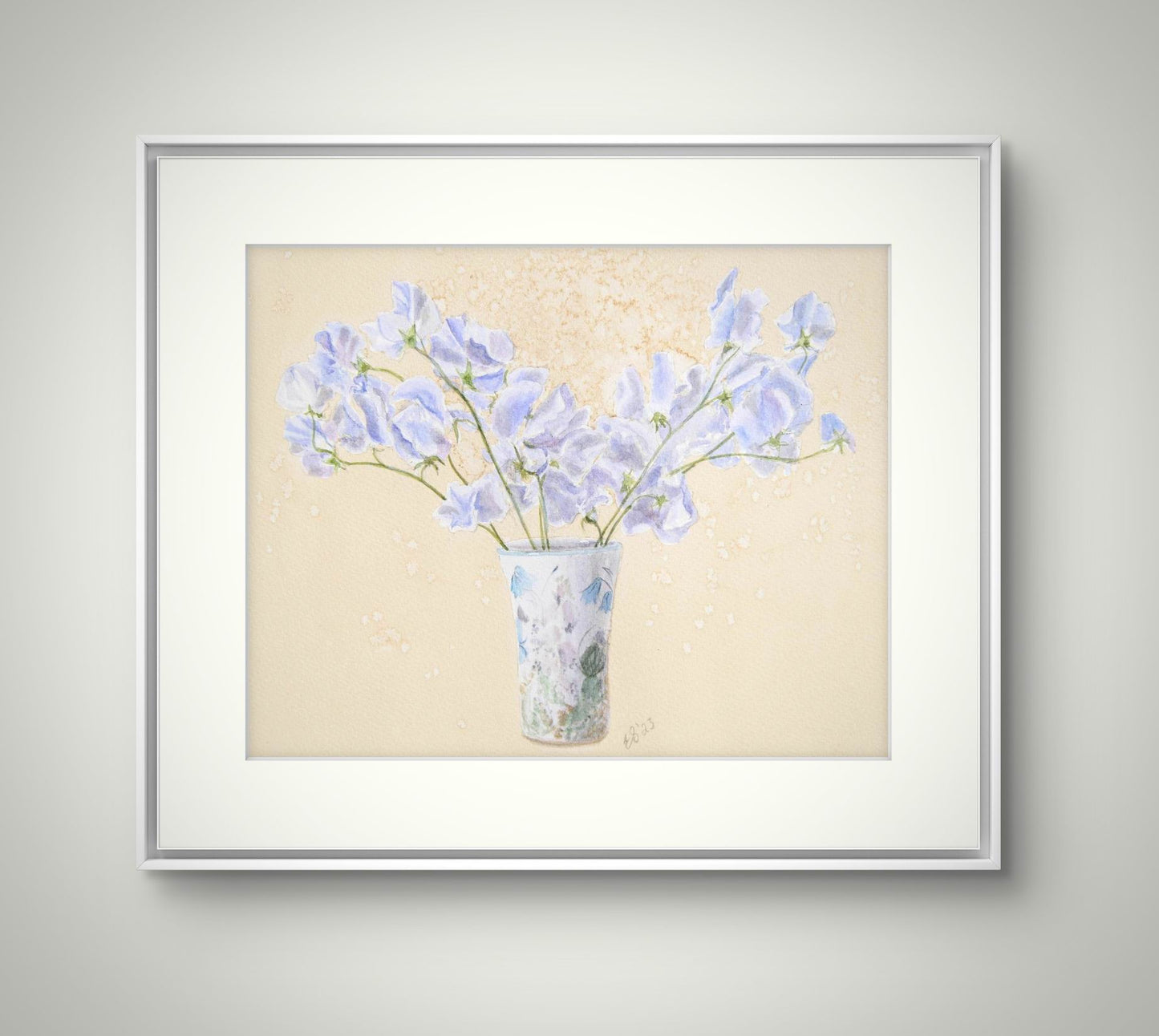 Sweet Peas and Vase - Limited Edition Print - unframed