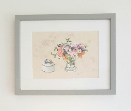 Flowers & Pill Box - framed