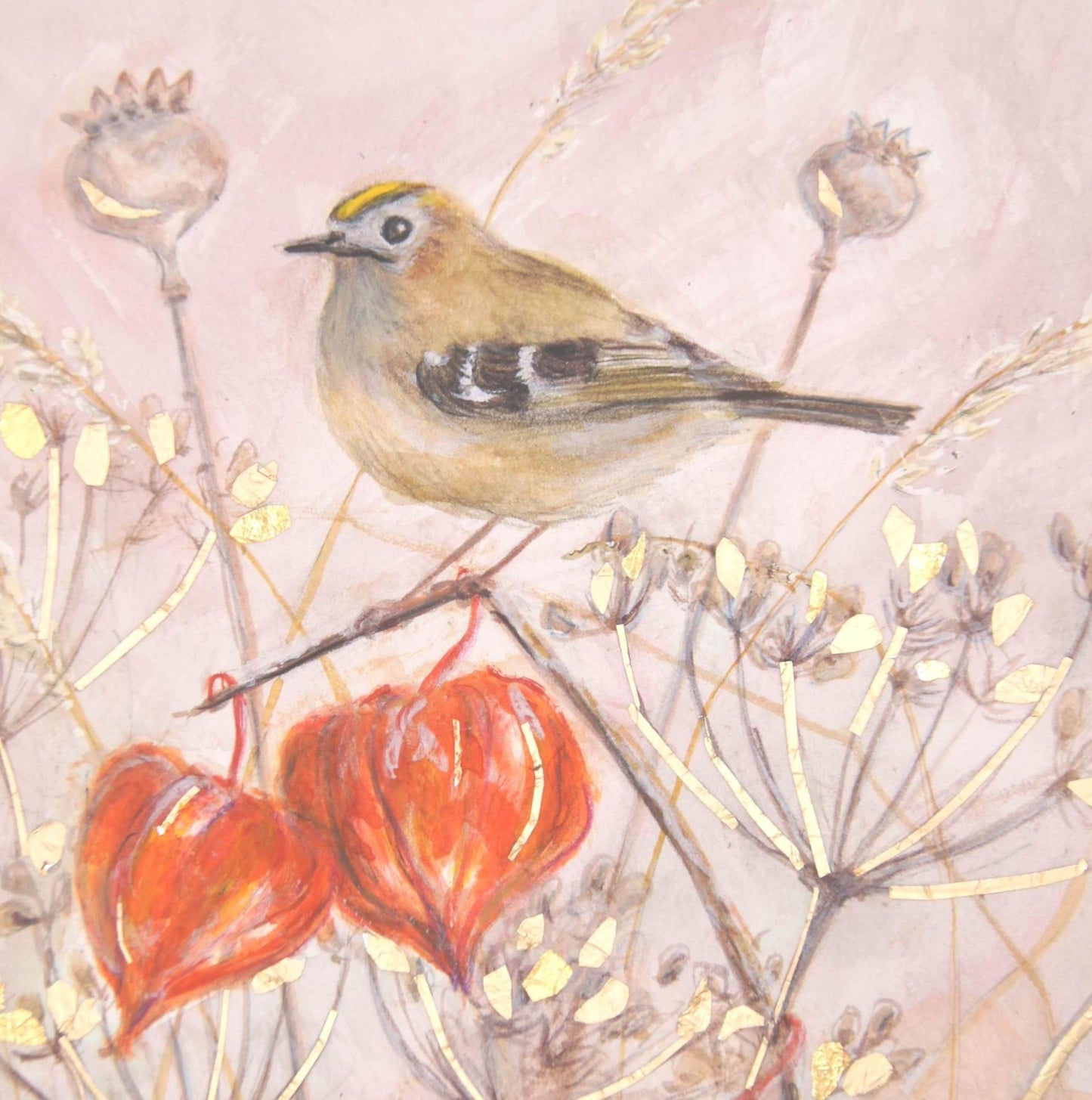 Goldcrest & Chinese Lanterns - Print