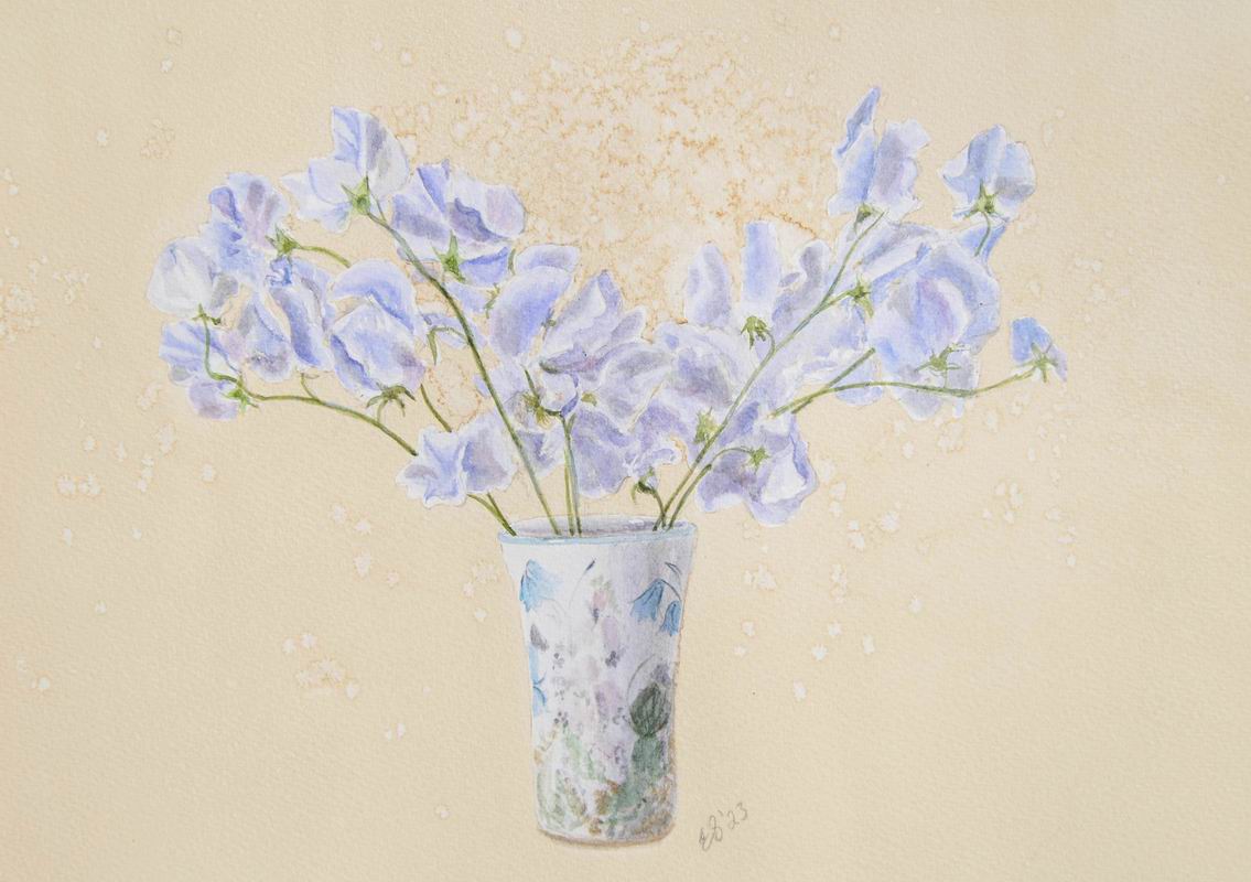 Sweet Peas and Vase - Limited Edition Print